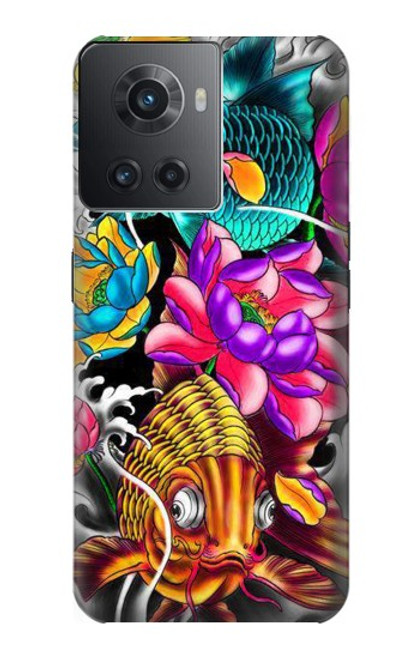 W1630 Fish Japanese Oriental Tattoo Hard Case and Leather Flip Case For OnePlus 10R