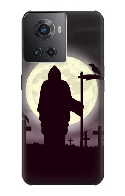 W3262 Grim Reaper Night Moon Cemetery Hard Case and Leather Flip Case For OnePlus 10R