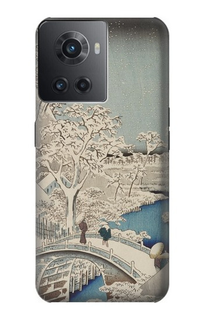 W3350 Utagawa Hiroshige Drum Bridge Yuhi Hill in Meguro Hard Case and Leather Flip Case For OnePlus 10R