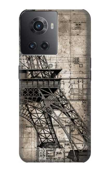 W3416 Eiffel Tower Blueprint Hard Case and Leather Flip Case For OnePlus 10R