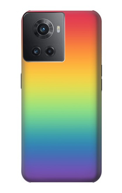 W3698 LGBT Gradient Pride Flag Hard Case and Leather Flip Case For OnePlus 10R