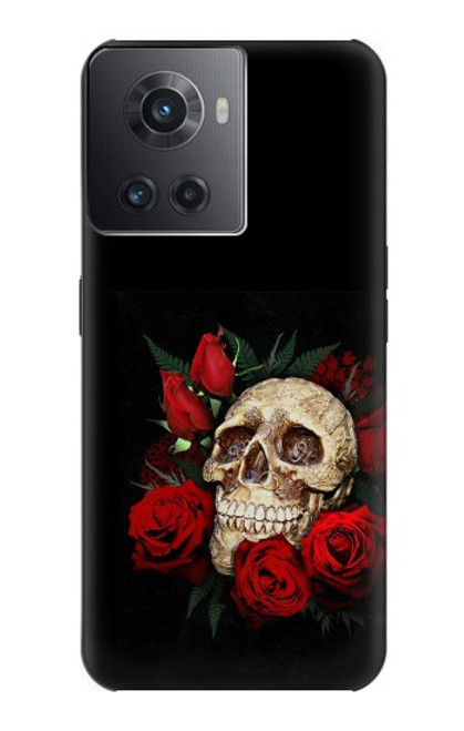 W3753 Dark Gothic Goth Skull Roses Hard Case and Leather Flip Case For OnePlus 10R