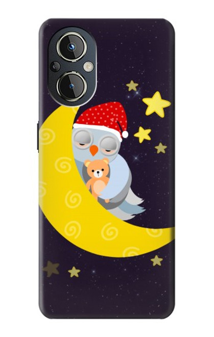 W2849 Cute Sleepy Owl Moon Night Hard Case and Leather Flip Case For OnePlus Nord N20 5G