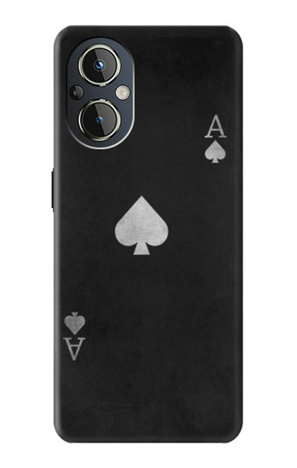 W3152 Black Ace of Spade Hard Case and Leather Flip Case For OnePlus Nord N20 5G