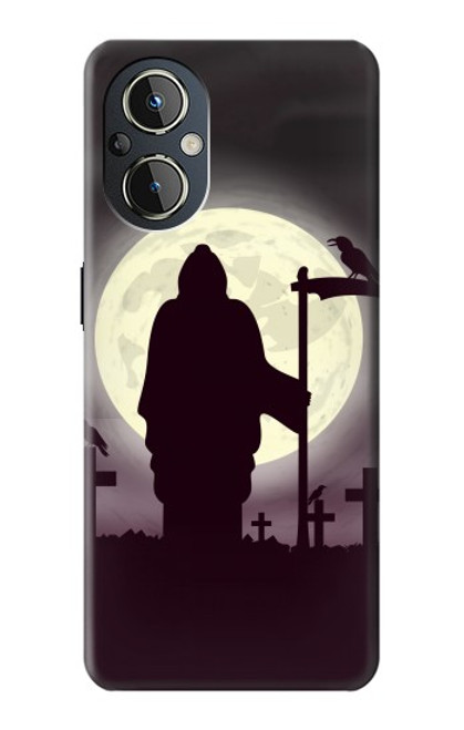 W3262 Grim Reaper Night Moon Cemetery Hard Case and Leather Flip Case For OnePlus Nord N20 5G