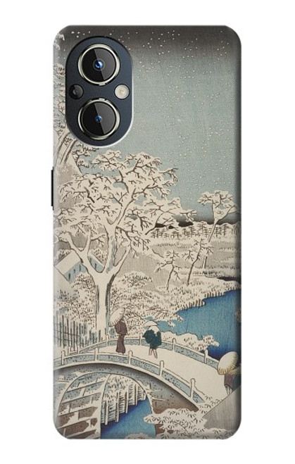 W3350 Utagawa Hiroshige Drum Bridge Yuhi Hill in Meguro Hard Case and Leather Flip Case For OnePlus Nord N20 5G