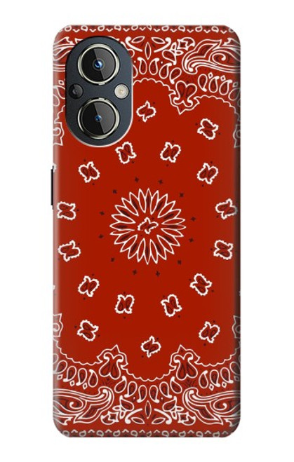 W3355 Bandana Red Pattern Hard Case and Leather Flip Case For OnePlus Nord N20 5G