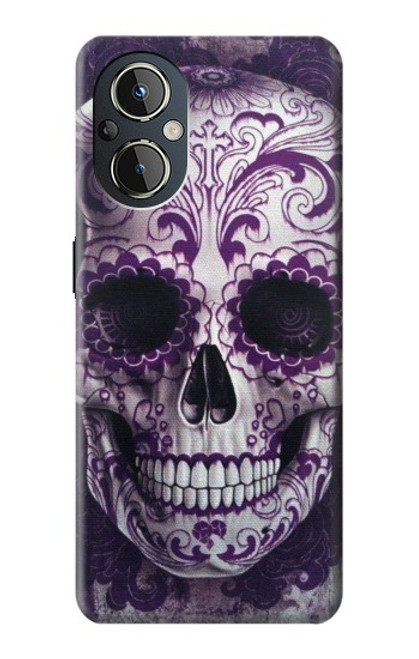 W3582 Purple Sugar Skull Hard Case and Leather Flip Case For OnePlus Nord N20 5G