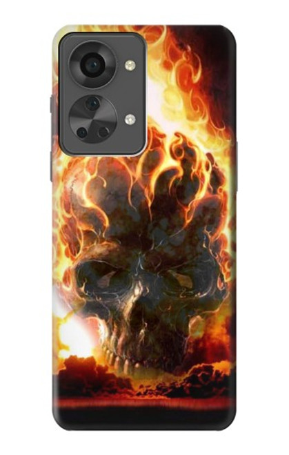 W0863 Hell Fire Skull Hard Case and Leather Flip Case For OnePlus Nord 2T