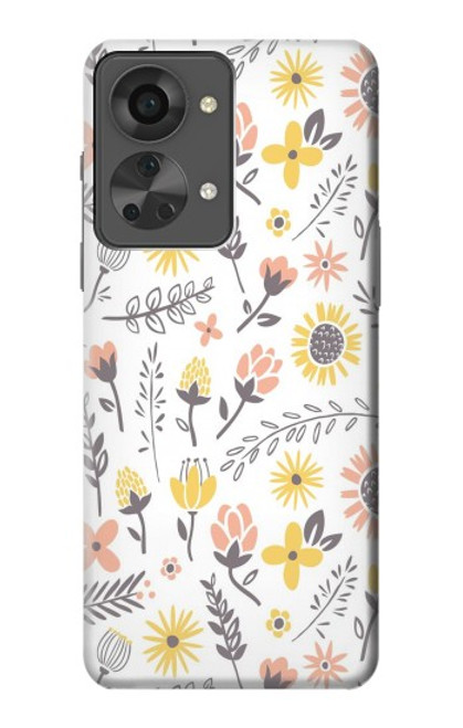 W2354 Pastel Flowers Pattern Hard Case and Leather Flip Case For OnePlus Nord 2T