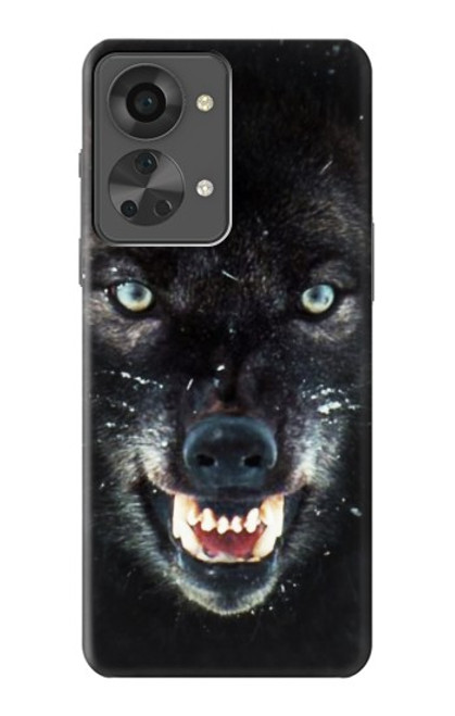 W2823 Black Wolf Blue Eyes Face Hard Case and Leather Flip Case For OnePlus Nord 2T