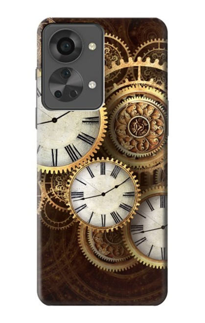 W3172 Gold Clock Live Hard Case and Leather Flip Case For OnePlus Nord 2T