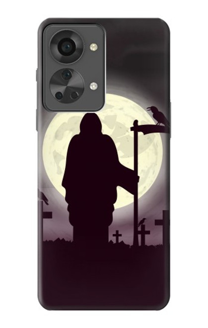 W3262 Grim Reaper Night Moon Cemetery Hard Case and Leather Flip Case For OnePlus Nord 2T