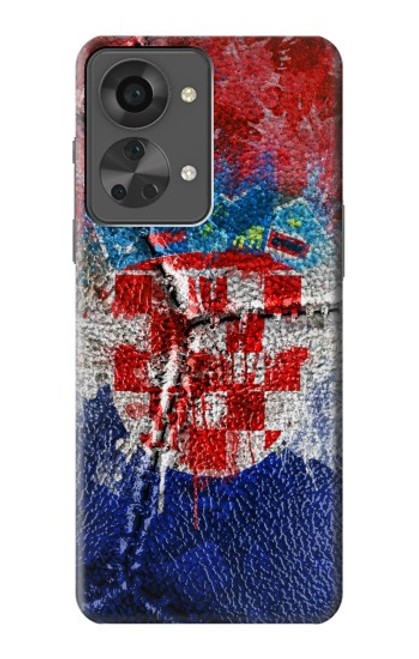 W3313 Croatia Flag Vintage Football Graphic Hard Case and Leather Flip Case For OnePlus Nord 2T