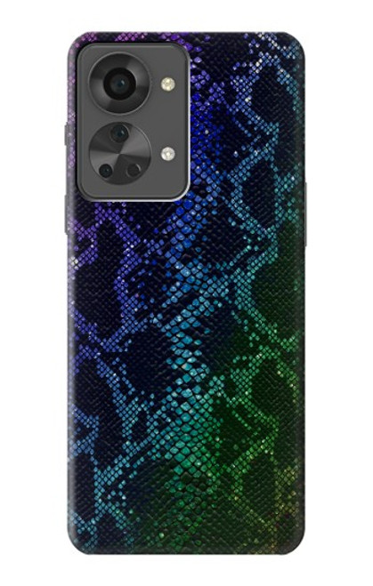 W3366 Rainbow Python Skin Graphic Print Hard Case and Leather Flip Case For OnePlus Nord 2T