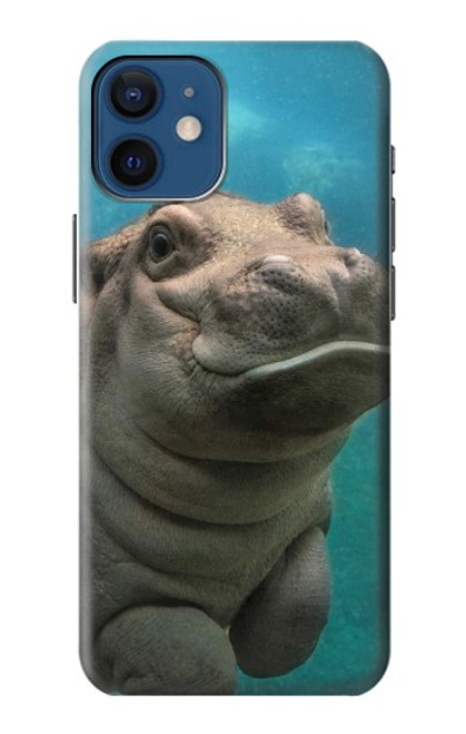 W3871 Cute Baby Hippo Hippopotamus Hard Case and Leather Flip Case For iPhone 12 mini