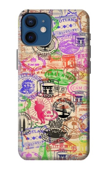 W3904 Travel Stamps Hard Case and Leather Flip Case For iPhone 12 mini