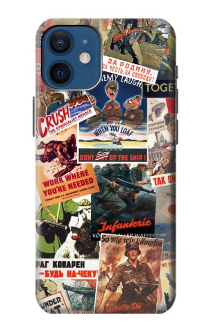 W3905 Vintage Army Poster Hard Case and Leather Flip Case For iPhone 12 mini