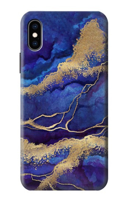 W3906 Navy Blue Purple Marble Hard Case and Leather Flip Case For iPhone X, iPhone XS