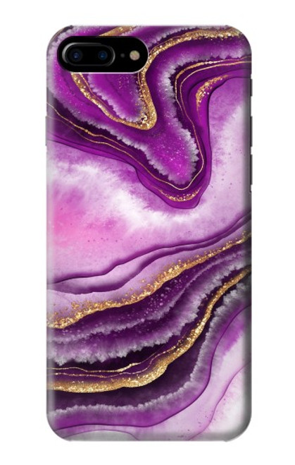 W3896 Purple Marble Gold Streaks Hard Case and Leather Flip Case For iPhone 7 Plus, iPhone 8 Plus
