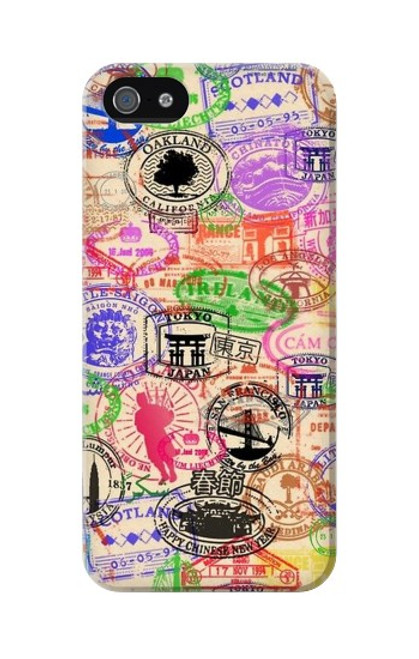 W3904 Travel Stamps Hard Case and Leather Flip Case For iPhone 5 5S SE