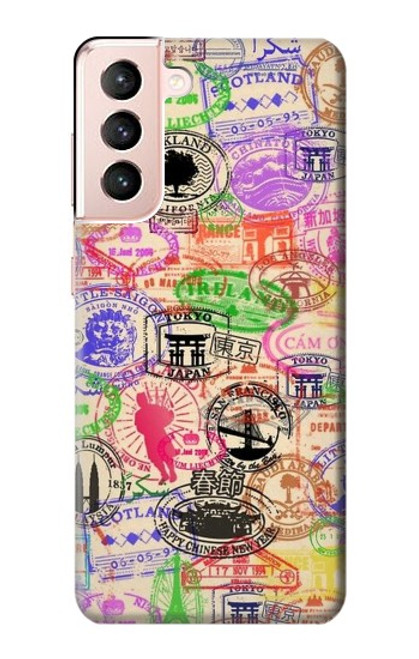 W3904 Travel Stamps Hard Case and Leather Flip Case For Samsung Galaxy S21 5G