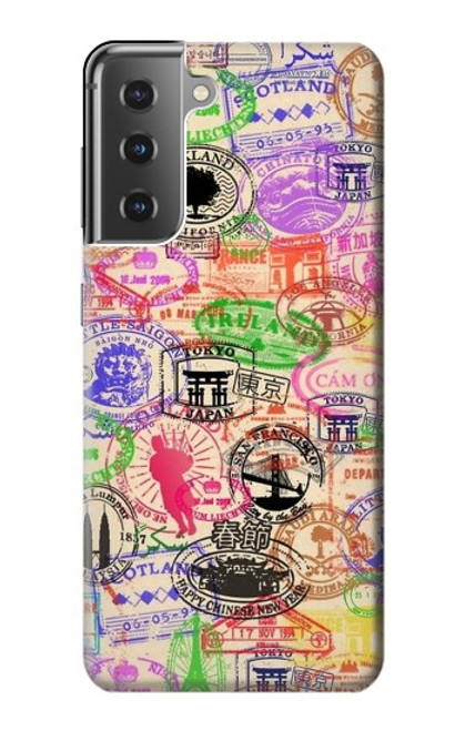 W3904 Travel Stamps Hard Case and Leather Flip Case For Samsung Galaxy S21 Plus 5G, Galaxy S21+ 5G