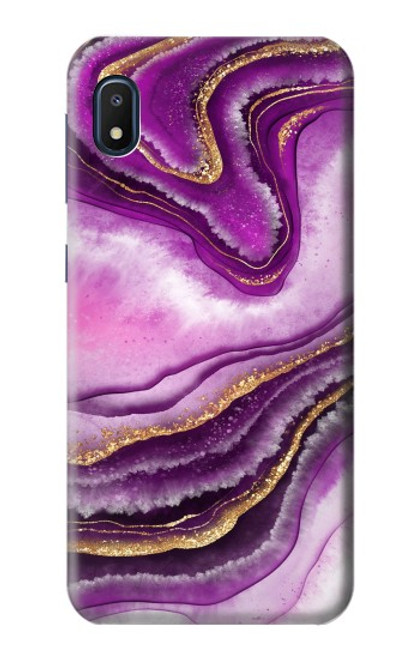 W3896 Purple Marble Gold Streaks Hard Case and Leather Flip Case For Samsung Galaxy A10e