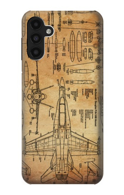 W3868 Aircraft Blueprint Old Paper Hard Case and Leather Flip Case For Samsung Galaxy A13 4G
