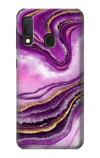 W3896 Purple Marble Gold Streaks Hard Case and Leather Flip Case For Samsung Galaxy A20e