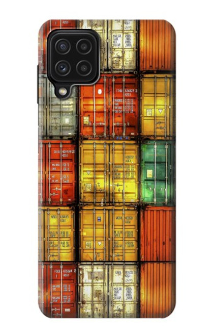 W3861 Colorful Container Block Hard Case and Leather Flip Case For Samsung Galaxy A22 4G