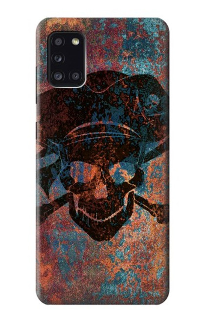 W3895 Pirate Skull Metal Hard Case and Leather Flip Case For Samsung Galaxy A31