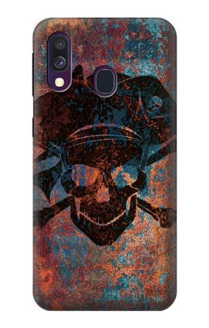 W3895 Pirate Skull Metal Hard Case and Leather Flip Case For Samsung Galaxy A40