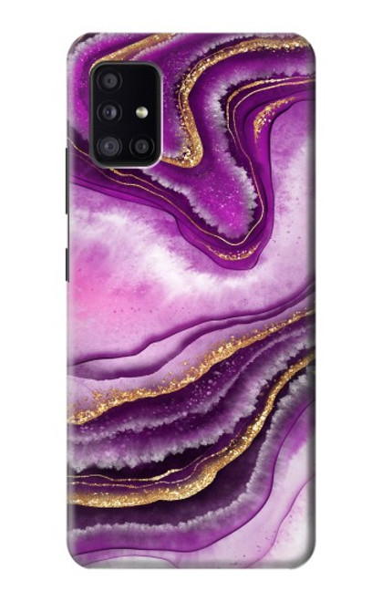 W3896 Purple Marble Gold Streaks Hard Case and Leather Flip Case For Samsung Galaxy A41