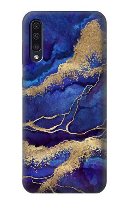 W3906 Navy Blue Purple Marble Hard Case and Leather Flip Case For Samsung Galaxy A50