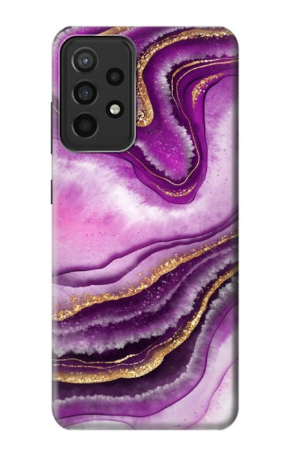 W3896 Purple Marble Gold Streaks Hard Case and Leather Flip Case For Samsung Galaxy A52s 5G