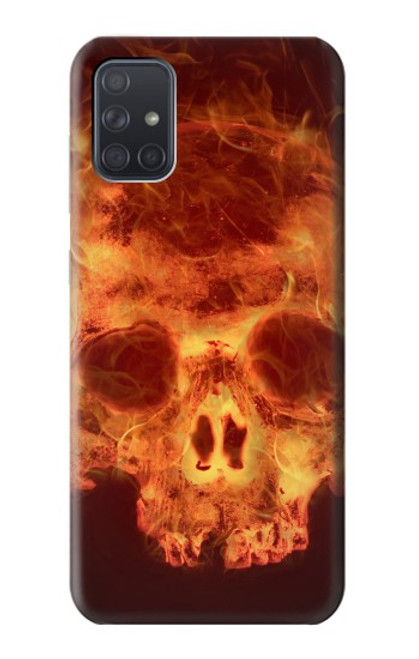 W3881 Fire Skull Hard Case and Leather Flip Case For Samsung Galaxy A71 5G