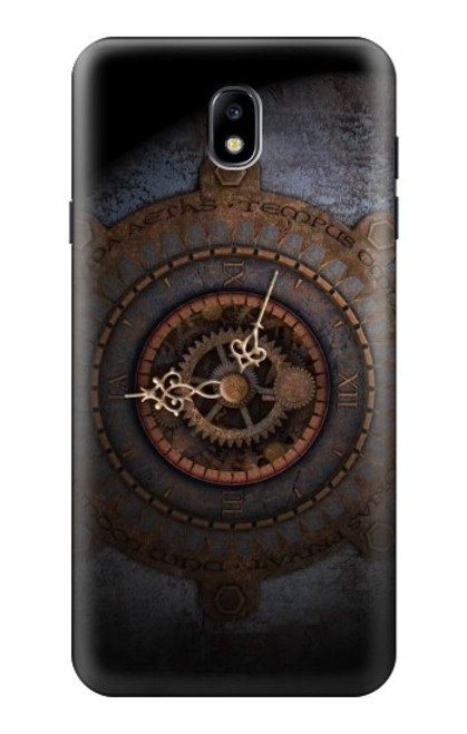 W3908 Vintage Clock Hard Case and Leather Flip Case For Samsung Galaxy J7 (2018), J7 Aero, J7 Top, J7 Aura, J7 Crown, J7 Refine, J7 Eon, J7 V 2nd Gen, J7 Star