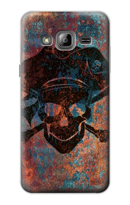 W3895 Pirate Skull Metal Hard Case and Leather Flip Case For Samsung Galaxy J3 (2016)
