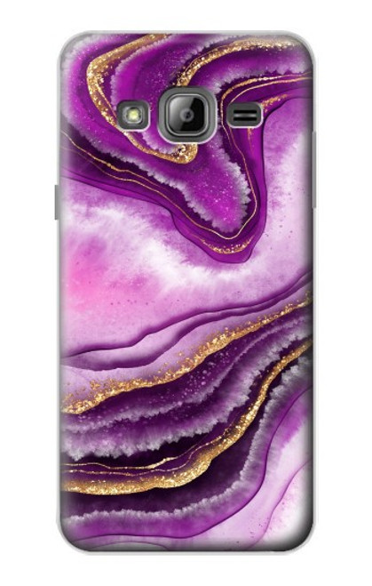 W3896 Purple Marble Gold Streaks Hard Case and Leather Flip Case For Samsung Galaxy J3 (2016)