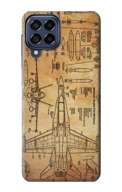 W3868 Aircraft Blueprint Old Paper Hard Case and Leather Flip Case For Samsung Galaxy M53