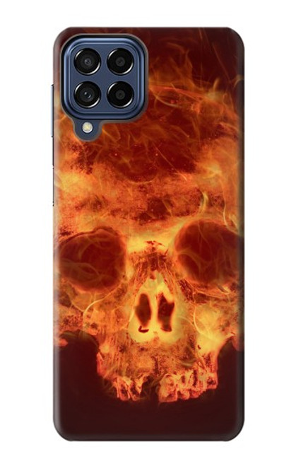 W3881 Fire Skull Hard Case and Leather Flip Case For Samsung Galaxy M53