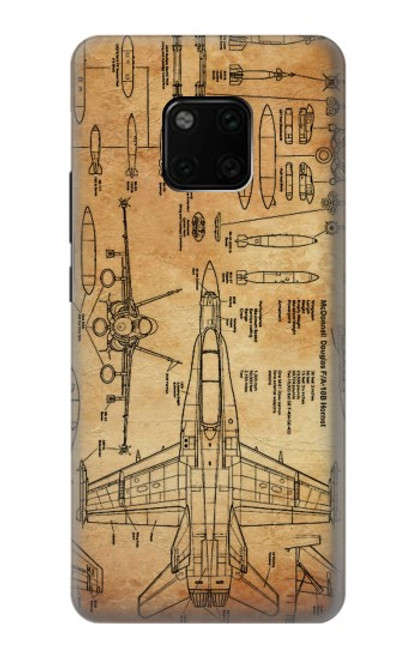 W3868 Aircraft Blueprint Old Paper Hard Case and Leather Flip Case For Huawei Mate 20 Pro