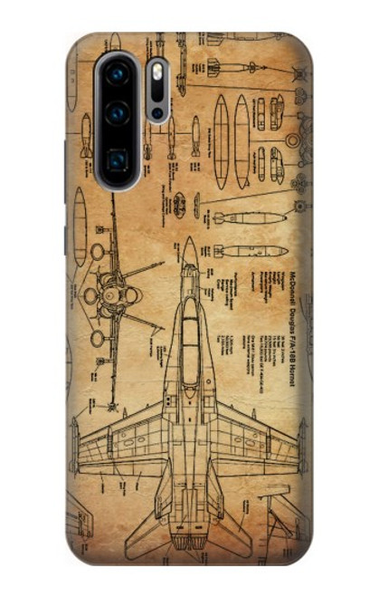 W3868 Aircraft Blueprint Old Paper Hard Case and Leather Flip Case For Huawei P30 Pro