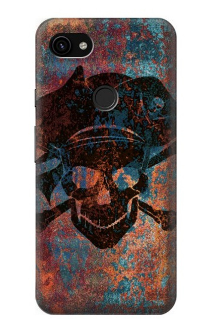 W3895 Pirate Skull Metal Hard Case and Leather Flip Case For Google Pixel 3a XL