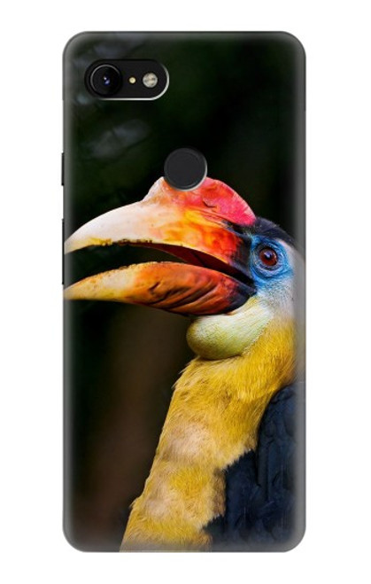 W3876 Colorful Hornbill Hard Case and Leather Flip Case For Google Pixel 3 XL