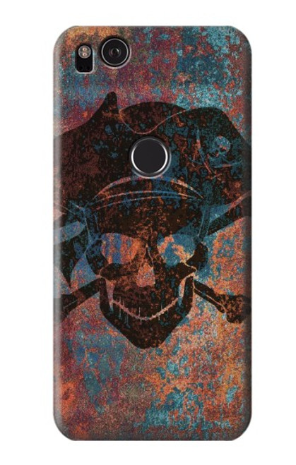 W3895 Pirate Skull Metal Hard Case and Leather Flip Case For Google Pixel 2