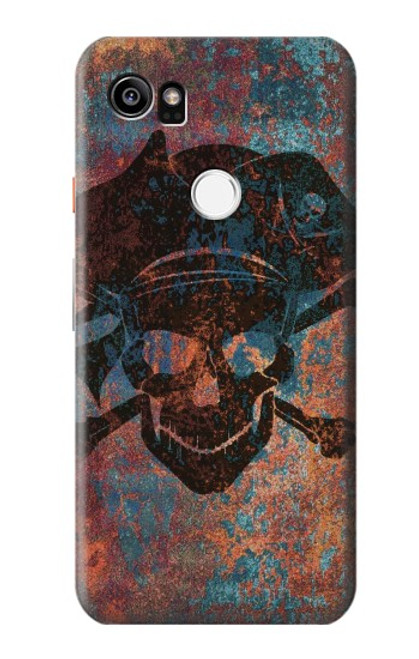 W3895 Pirate Skull Metal Hard Case and Leather Flip Case For Google Pixel 2 XL