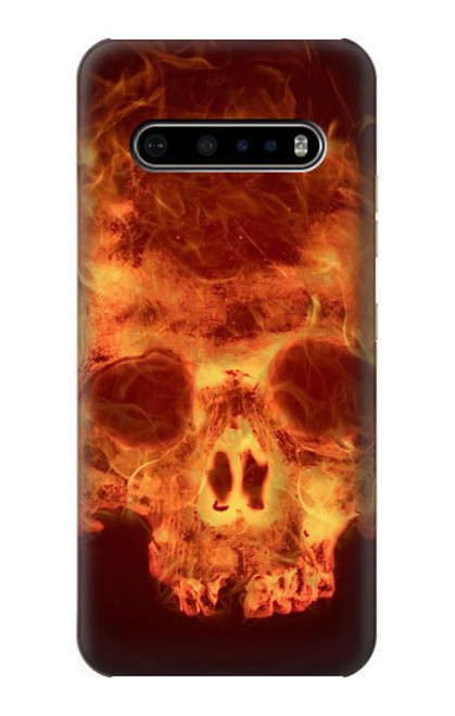 W3881 Fire Skull Hard Case and Leather Flip Case For LG V60 ThinQ 5G