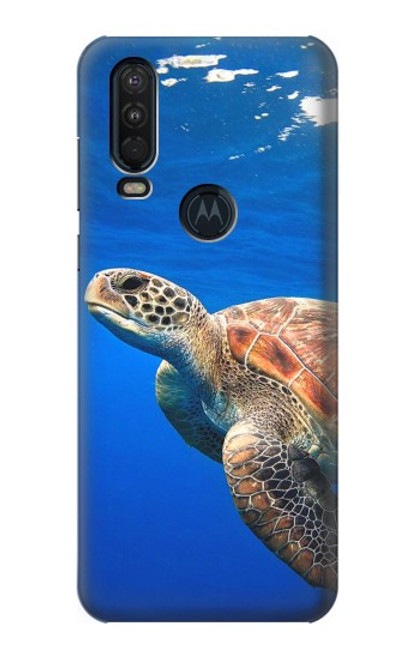 W3898 Sea Turtle Hard Case and Leather Flip Case For Motorola One Action (Moto P40 Power)